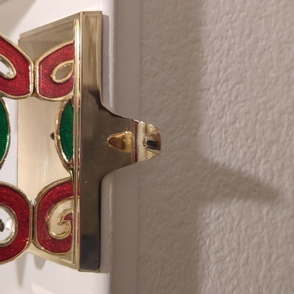 Bnib Joy stocking holder in red and green with weighted gold base and hook. - Picture 6 of 6